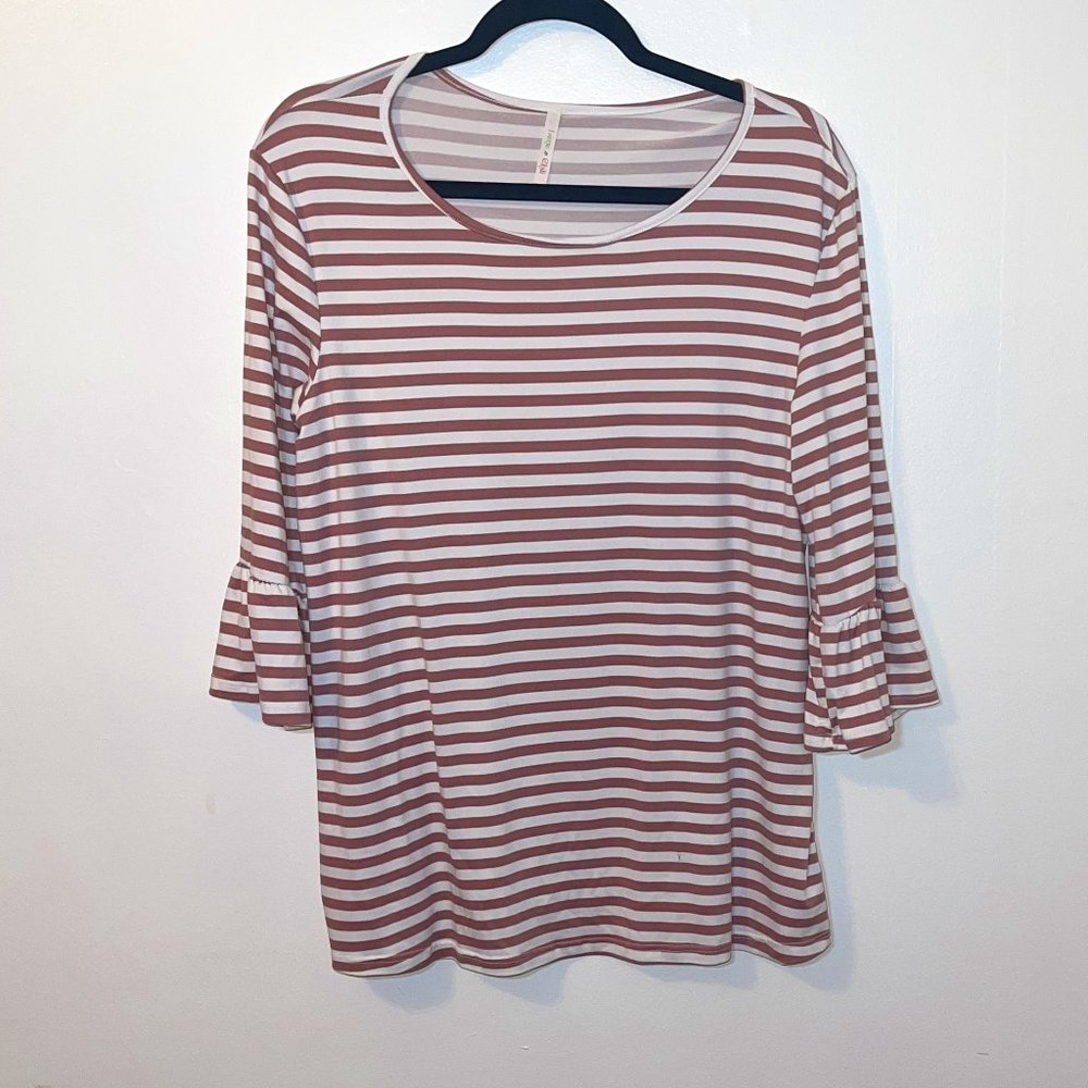 Lime N Chili Mauve/White Striped Blouse, L
